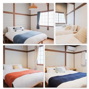 kolaż czterech zdjęć sypialni w obiekcie Lampstand STAY Sapporo w mieście Sapporo