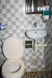 ein Bad mit einem WC und einem Waschbecken in der Unterkunft Everest Hostel in Hongkong