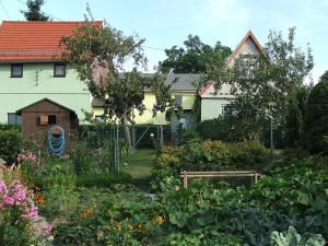 a garden in front of a house at Ferienwohnung Landblick in Bucha