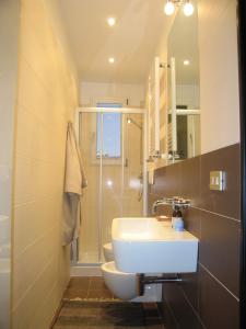 a bathroom with a sink and a shower at Your apartment in the Heart of Florence in Florence