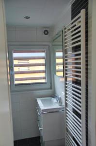 baño pequeño con lavabo y ventana en die Möwen en Vetschau