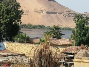 a view of a river with a mountain in the background at Kosh royal house in Aswan