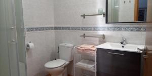 トレドにあるAPARTAMENTOS,Puerta de Bisagra-PARKING GRATISのトイレと洗面台付きのバスルーム +32枚の写真