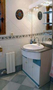 een badkamer met een wastafel en een spiegel bij LA PORTAZA in Vera de Moncayo