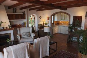 salon z kanapą i kuchnią w obiekcie Cortijo La Palmera, Frigiliana w mieście Frigiliana