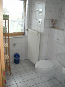 y baño con aseo y lavamanos. en Ferienwohnung Kirchblick, en Heyweiler