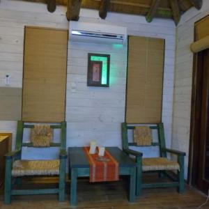 蓬塔德迪亞布羅的住宿－Las Casquivanas，房间里的两张椅子和一张桌子