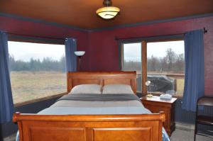 a bedroom with a bed and two windows at Homerhome in Homer +30 photos