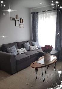 sala de estar con sofá y mesa en Enjoy en Champagne au calme milieu des vignes JO Paris 2024, en Dormans