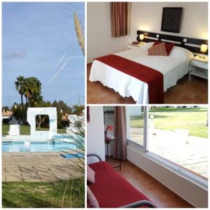 a collage of pictures of a bedroom and a pool at Pedras D'el Rei - Vista Jardim in Tavira
