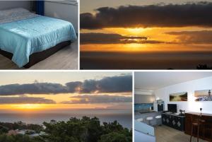 eine Collage mit vier Bildern eines Sonnenuntergangs in der Unterkunft Apartamento Gois in Machico