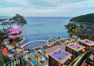 an aerial view of a pool at a resort at Fairways and Bluewater Boracay in Boracay