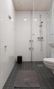 a bathroom with a shower and a toilet at Lapland Arctic Apartments in Rovaniemi