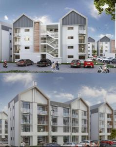 twee foto's van een appartementencomplex voor en na bij BellaMare in Port Elizabeth