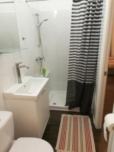 ヒムキにあるU Istoka Homestayのバスルーム(洗面台、トイレ、シャワー付)