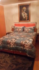 um quarto com uma cama com um quadro na parede em Liziwe's Guest House em Matroosfontein