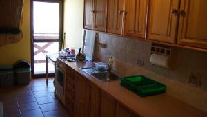 a kitchen with a sink and a counter top at Pokoje Gościnne Dorota Andreasik in Wetlina