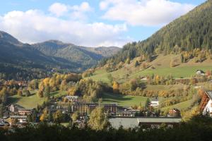 miasto w dolinie z drzewami i górami w obiekcie Chalet Heidi BKK w mieście Bad Kleinkirchheim