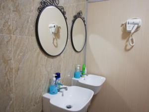 新加坡的住宿－星際膠囊旅館－新加坡，一间带水槽和镜子的浴室
