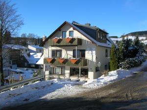 a house on a hill with snow on the ground at Aktivpension Regenbogen in Willingen