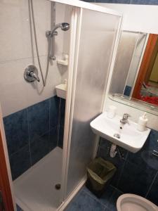 a bathroom with a shower and a sink and a toilet at B&B Da Roberto in Naples