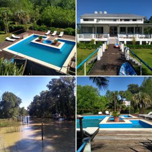 un collage de fotos de una casa y una piscina en Guest House Peter Flanders en Tigre
