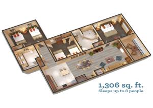 a rendering of a floor plan of a house at Floridays Orlando Two & Three Bed Rooms Condo Resort in Orlando