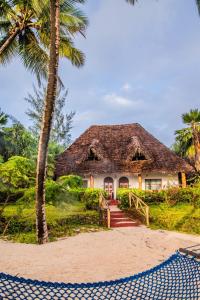 a house on the beach with a palm tree at Pongwe Beach Hotel in Pongwe