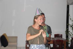 a man with a birthday hat on top of a woman at Miheen Hotel & Resort - Anuradhapura in Mihintale