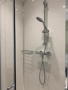 a glass shower door with a shower head at Twickenham Guest House in Twickenham +21 photos