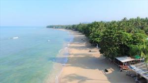 z anteny widok na plażę z palmami w obiekcie Lanta New Coconut Bungalow w mieście Ko Lanta