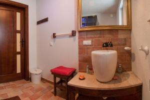 a bathroom with a sink and a mirror at Apartament Villa Toscana in Jaworki