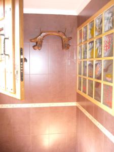 a bathroom with a shower with a copper faucet at Casa Encarnacion in Santo Emiliano +33 photos