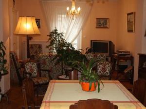 ein Wohnzimmer mit einem Tisch und einer Pflanze darauf in der Unterkunft La Halte des Princes in Chantraine