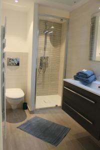 a bathroom with a shower and a toilet and a sink at O FIL DE L'EAU BANDOL - App A05 - T3 avec Jardin et terrasse in Bandol