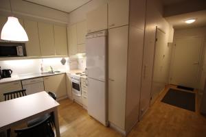 Kuchyň nebo kuchyňský kout v ubytování Hotel Aakenus Apartment Vartio with free parking