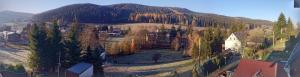 an aerial view of a small town on a mountain at Ferienwohnung Rothen-Adler in Breitenbrunn