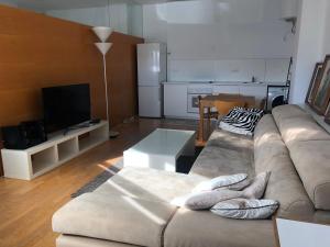 a living room with a couch and a television at Estudio acogedor renfe in Alicante