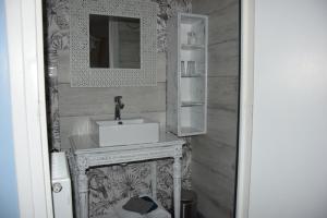 カイユー・シュル・メールにあるLes Portes Du Hableのバスルーム(洗面台、鏡付)