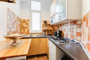 kuchnia ze zlewem i kuchenką górny piekarnik w obiekcie Old Town Square Royal Apartment w Pradze