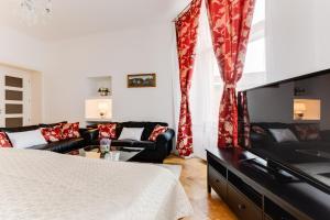 Televízia a/alebo spoločenská miestnosť v ubytovaní Old Town Square Royal Apartment