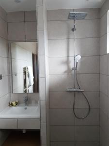Koupelna v ubytování Logis Auberge Saint Simond