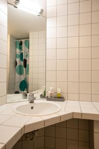 ein Bad mit einem Waschbecken und einem Spiegel in der Unterkunft Apartment Ilaria in Tuttlingen