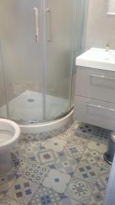 un baño con ducha y WC en LE REFUGE avec terrasse et jardin, en plein centre-ville, gare 5 minutes à pieds, en Niza 8 fotos más