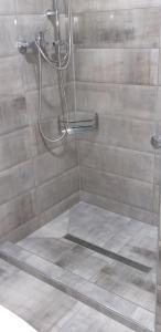 a shower with a glass door in a bathroom at Apartment Beha in Bihać