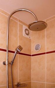 La salle de bains est pourvue d'une douche avec un pommeau de douche. dans l'établissement Chambres d'Hôtes Domaine Le Fragnaud, à Saint-Porchaire