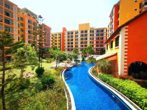 a river in the middle of a city with buildings at D14 Venetian Condo Resort Pattaya Pool Connected Netflix in Jomtien Beach