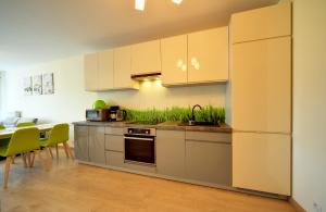 Kuchyňa alebo kuchynka v ubytovaní Przytulne Apartamenty Sun Seasons 24 z Pięknym Widokiem w Szklarskiej Porębie by Noclegi Renters