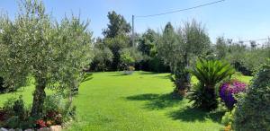 a garden with trees and flowers on a green lawn at Casale Del Borgo in Hermada