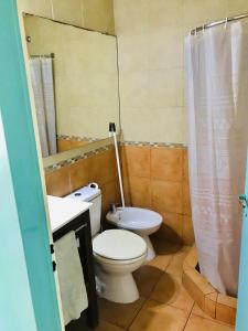 a bathroom with a toilet and a sink and a shower at La Casona del Alma in Buenos Aires